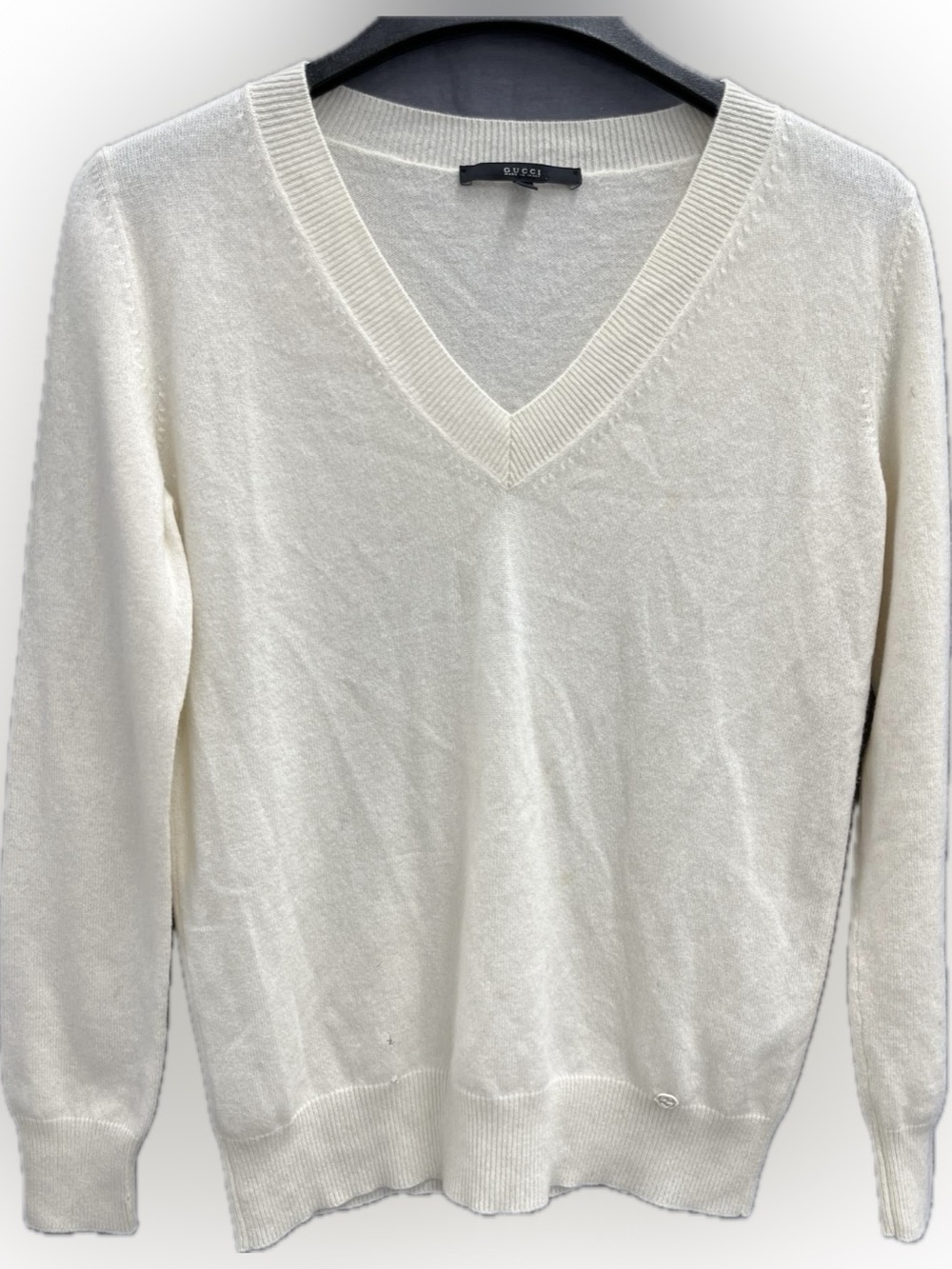 Cream V-Neck Women's Sweater - Gucci - Medium